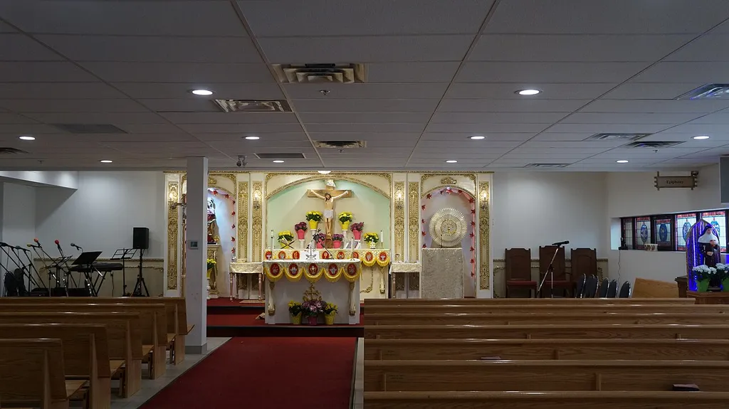 The interior of St. Alphonsa Syro Malabar Catholic Cathedral in Mississauga, Ontario.