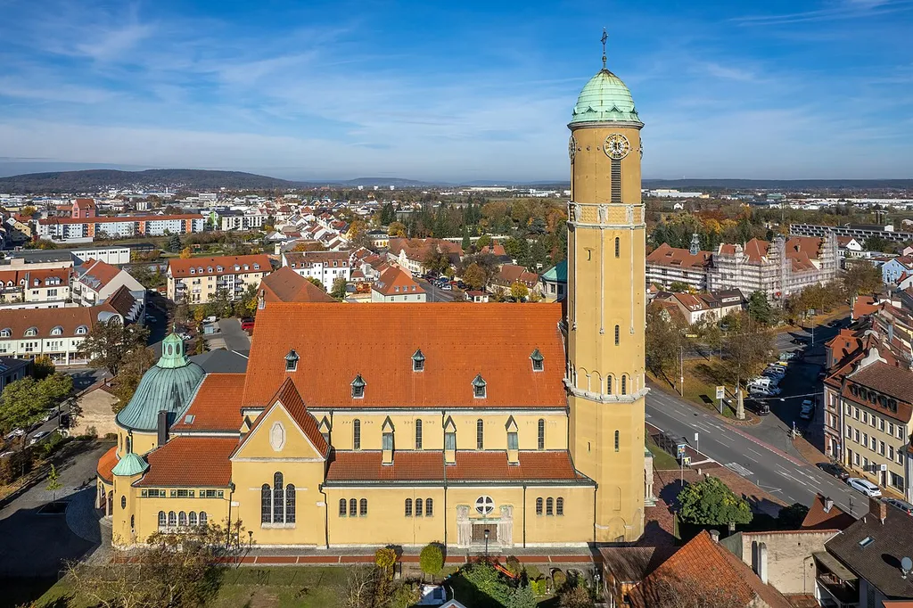 Parish church of St. Otto in Bamberg, aerial view.