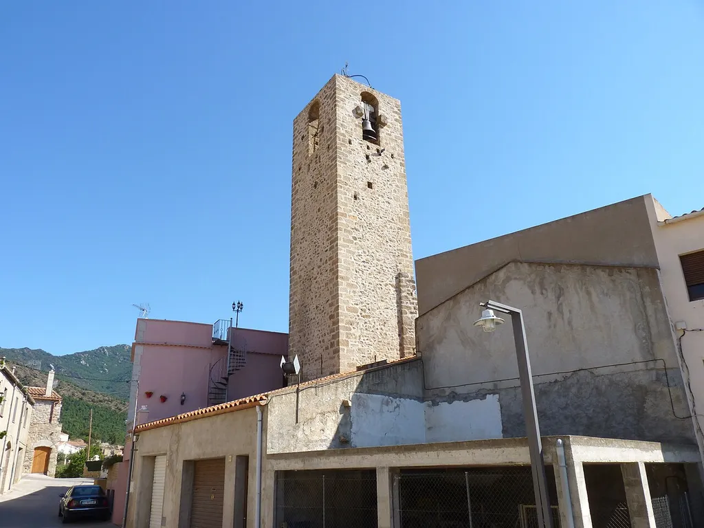 Clocher de l'église Saint-Étienne, Cantallops (Haut-Ampurdan, Gérone, Catalogne, Espagne)