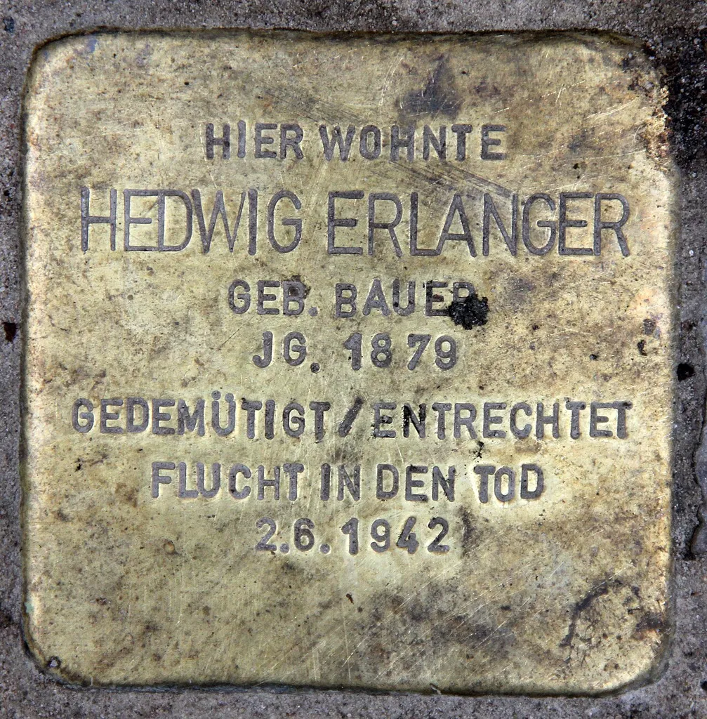 "Stolperstein" (stumbling block), Hedwig Erlanger, Helmstedter Straße 27, Berlin-Wilmersdorf, Germany