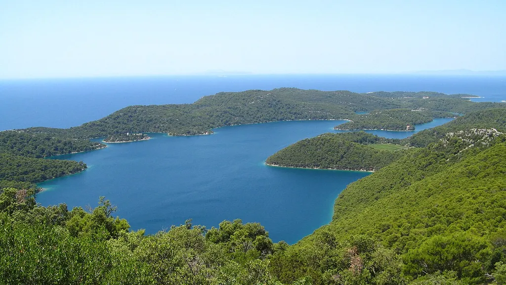 Les lacs salés, dans le Parc National de Mljet, au large de Dubrovnik (Croatie)