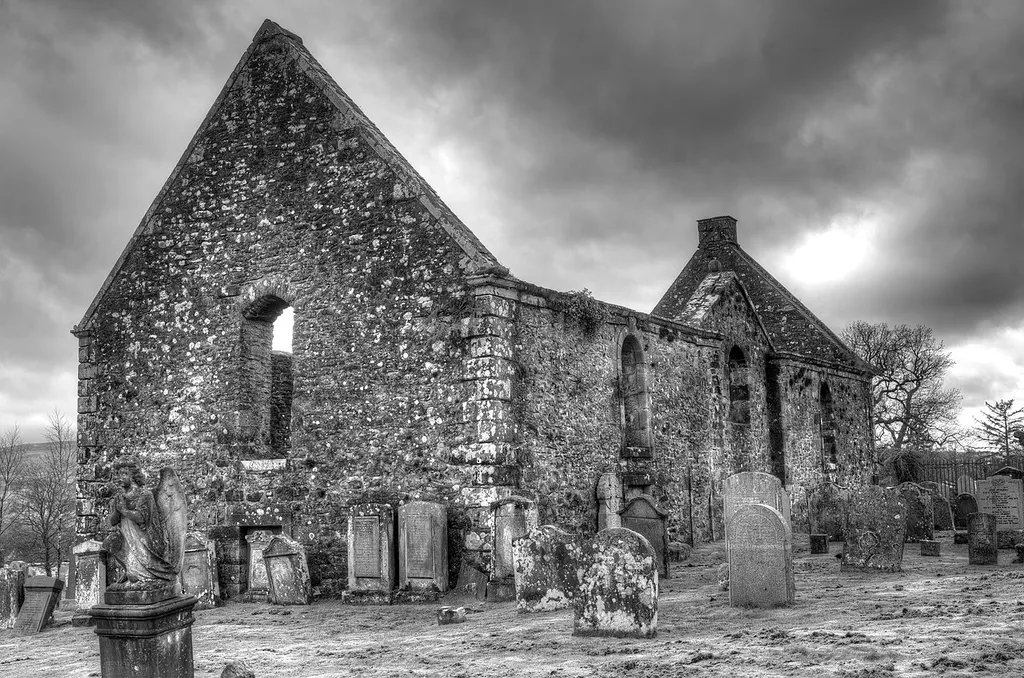 Kirchenruine der Killearn Parish Church in Killearn, Schottland (Historic-Scotland-ID LB10387)