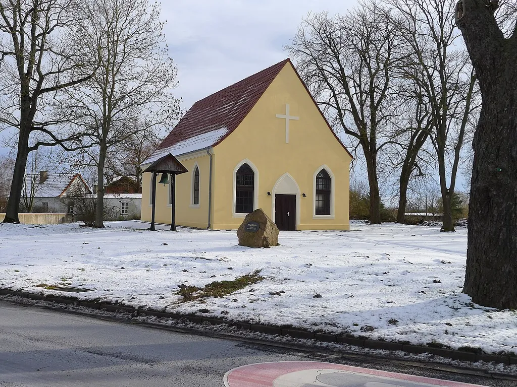 North-western view of the church in Möthlow (Picture: 2024), Märkisch Luch municipality, Havelland district, Brandenburg state, Germany.