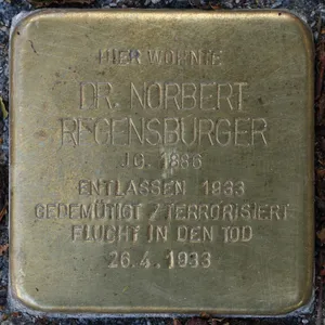 Stolperstein dedicated to Dr. Norbert Regensburger