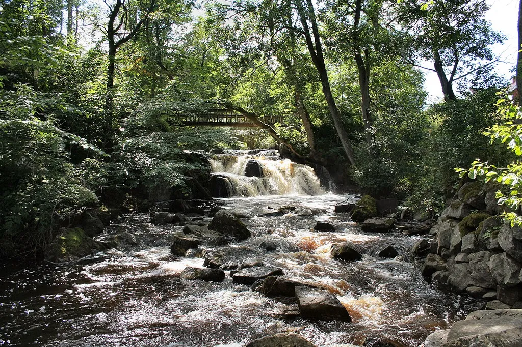 Picture of the Hallamölla waterfall near Eljaröd in Scania (Sweden).