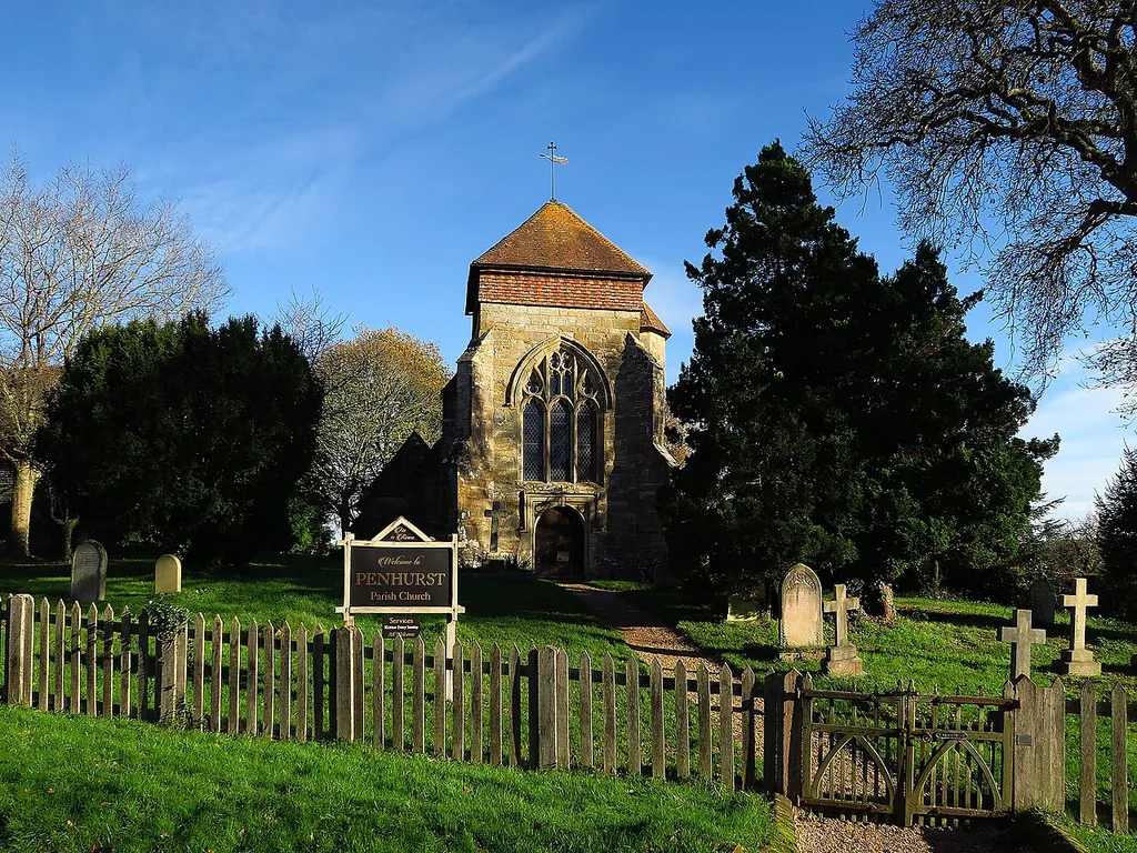 St Michael's Church, Penhurst, near Battle, East Sussex, England. .mw-parser-output .messagebox{margin:4px 0;width:auto;border-collapse:collapse;border:2px solid var(--border-color-progressive,#6485d1);background-color:var(--background-color-neutral-subtle,#fbfcff);color:var(--color-base,#202122);box-sizing:border-box;border-inline-start-width:8px}.mw-parser-output .messagebox.mbox-small{font-size:88%;line-height:1.25em}.mw-parser-output .mbox-warning,.mw-parser-output .mbox-speedy{border:2px solid var(--border-color-error,#b22222);background:var(--background-color-error-subtle,#ffdbdb);border-inline-start-width:8px}.mw-parser-output .mbox-serious,.mw-parser-output .mbox-delete,.mw-parser-output .mbox-stop{border:2px solid var(--border-color-error,#b22222);border-inline-start-width:8px}.mw-parser-output .mbox-issue,.mw-parser-output .mbox-content{border:2px solid #f28500;background:var(--background-color-warning-subtle,#ffe);border-inline-start-width:8px}.mw-parser-output .mbox-query,.mw-parser-output .mbox-style{border:2px solid #f4c430;background:var(--background-color-warning-subtle,#ffe);border-inline-start-width:8px}.mw-parser-output .mbox-shit{border:2px solid #960;border-inline-start-width:8px}.mw-parser-output .mbox-license{border:2px solid #88a;border-inline-start-width:initial}.mw-parser-output .mbox-legal{border:2px solid var(--border-color-notice,#666);background:var(--background-color-base,#fff);border-inline-start-width:8px}.mw-parser-output .mbox-honor{border:2px solid #ca3;background:var(--background-color-warning-subtle,#fcf4db);border-inline-start-width:8px}.mw-parser-output .mbox-growth{border:2px solid #8d4;background:var(--background-color-success-subtle,#d5fdf4);border-inline-start-width:8px}.mw-parser-output .mbox-move{border:2px solid #93c;border-inline-start-width:8px}.mw-parser-output .mbox-protection,.mw-parser-output .mbox-message{border:2px solid var(--border-color-base,#aaa);border-inline-start-width:8px}.mw-parser-output .messagebox .m