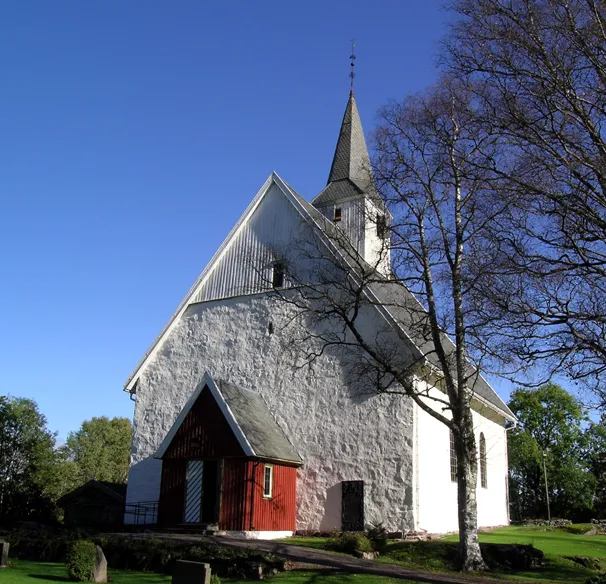 Andebu church, Andebu, Norway. Medieval stone church.