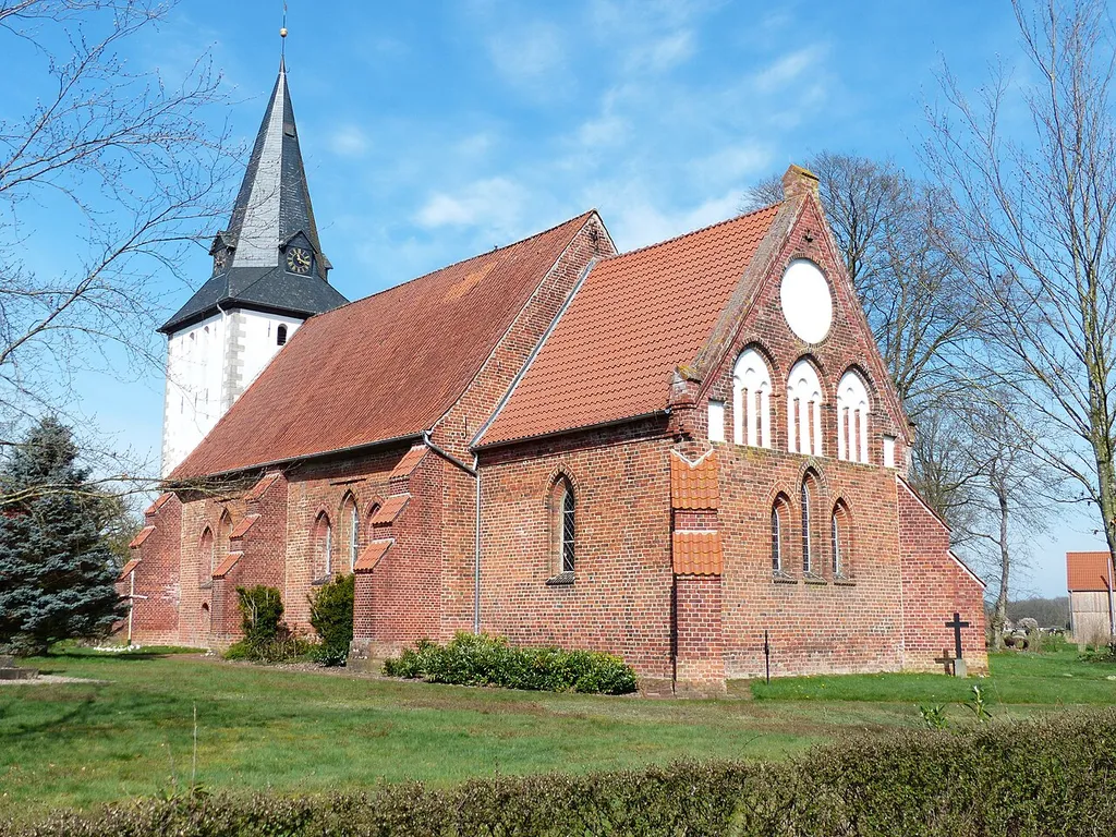 St. Nicolai church from south-east in Schmalförden, Ehrenburg, Landkreis Diepholz, Lower Saxony