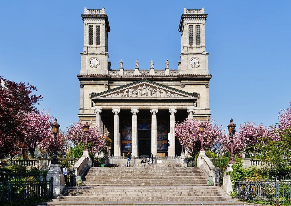 Facade of the Church of St. Vincent of Paul, Paris, Region of Île-de-France, France