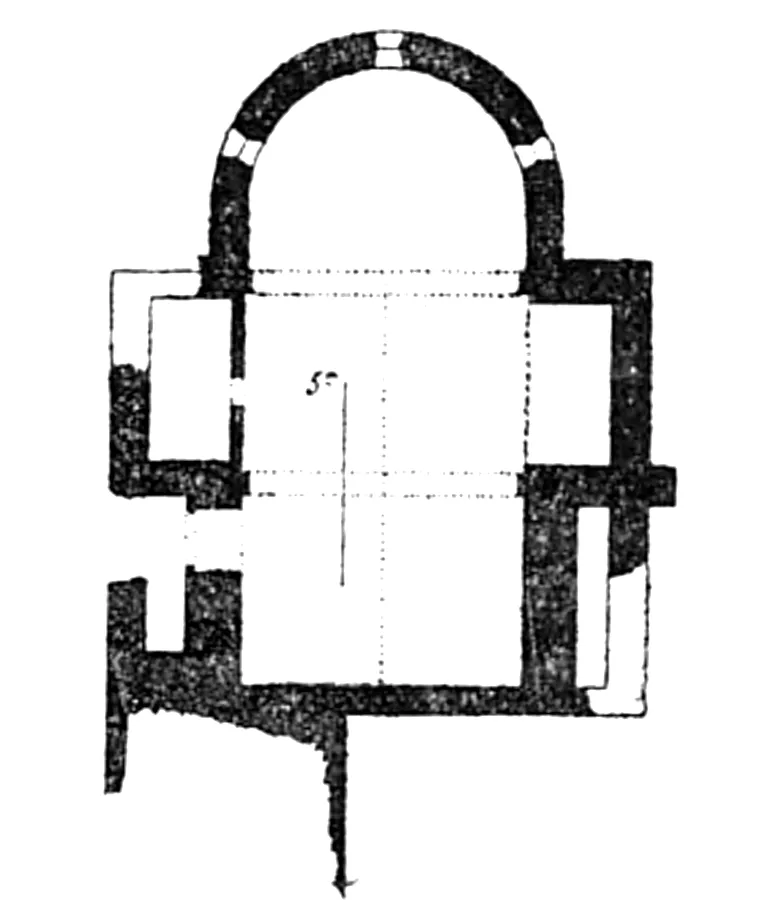 Plan de l'abbatiale de Valbonne (Argelès-sur-Mer) par Jean-Auguste Brutails