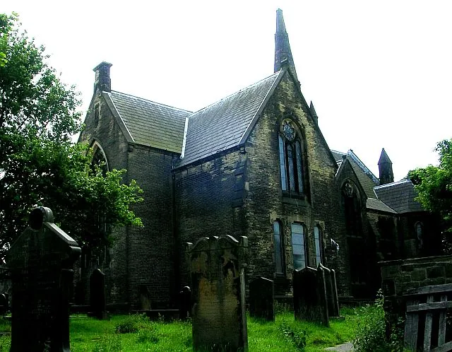 The former St Mary's in the Wood United Reformed Church, Morley, West Yorkshire, seen from the north in 2007. In 2010 the former church was gutted by fire.