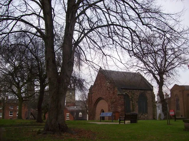 Old St Chad's Viewed from the west with St Julian's in the centre and St Alkmund's left behind the trees.
