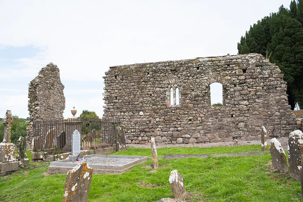 Surviving remains of the west and south wall of the priory, looking north.