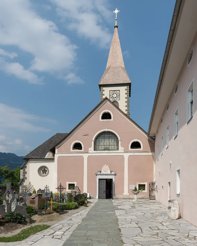 Cemetery with parish and monastery church Assumption of Mary, Ossiach #1, municipality Ossiach, district Feldkirchen, Carinthia, Austria, EU