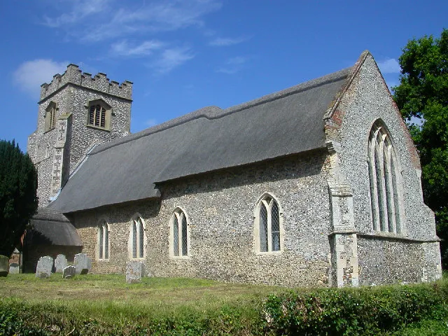 St Edmund's parish church, South Burlingham, Norfolk, seen from the southeast