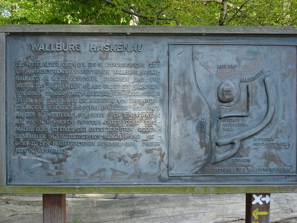 Infotafel an der Wallburg Haskenau in Münster, Germany