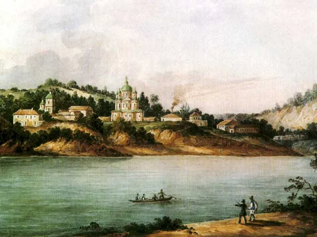 The historic Cossack Mezhyhirskyi monastery near Kiev, Ukraine. Destroyed in 1935