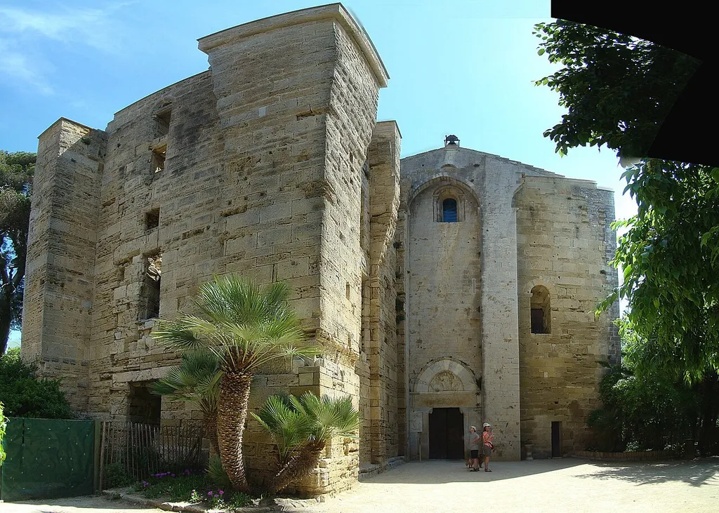 Cathedral Saint-Pierre of Maguelone or in french Cathédrale Saint-Pierre de Maguelonne (ancienne) on the island Maguelone near Montpellier and near Villeneuve-lès-Maguelone.