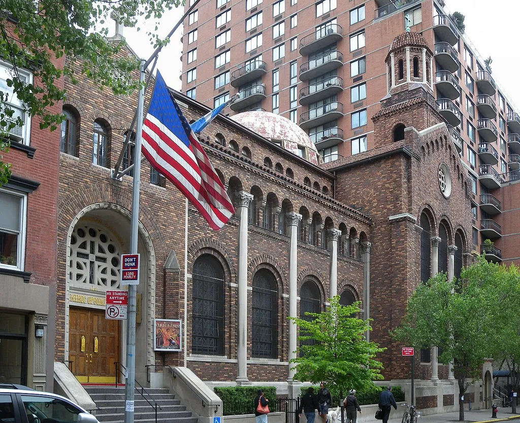 Looking east at Greek Orthodox Cathedral of the Holy Trinity.