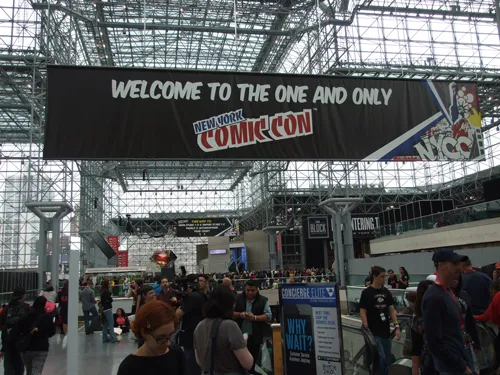 Banner at New York Comic Con 2013 (NYCC 2013) which reads "Welcome to the One and Only New York Comic Con".