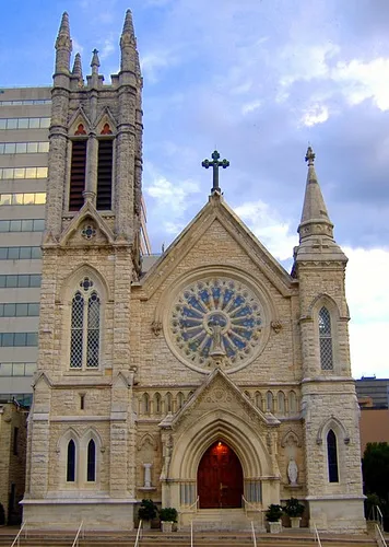 Saint Mary's Cathedral in downtown Austin, Texas. This is the seat of the Bishop of the Diocese of Austin.