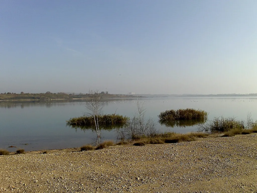 Hain Lake, a new lake at the place of an old opencast mine in the "Neuseenland" of Leipzig district (Saxony)