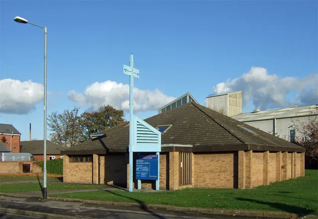 St. Paul's Church, Sculcoates, Hull, East Riding of Yorkshire, England.This building is situated on Bridlington Avenue. Pevsner says "..Present church was built 1977-8 on site by R.G.Sims. Squat brick building with low-pitched pyramidal roof ..".