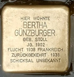 Stolperstein dedicated to Bertha Günzburger