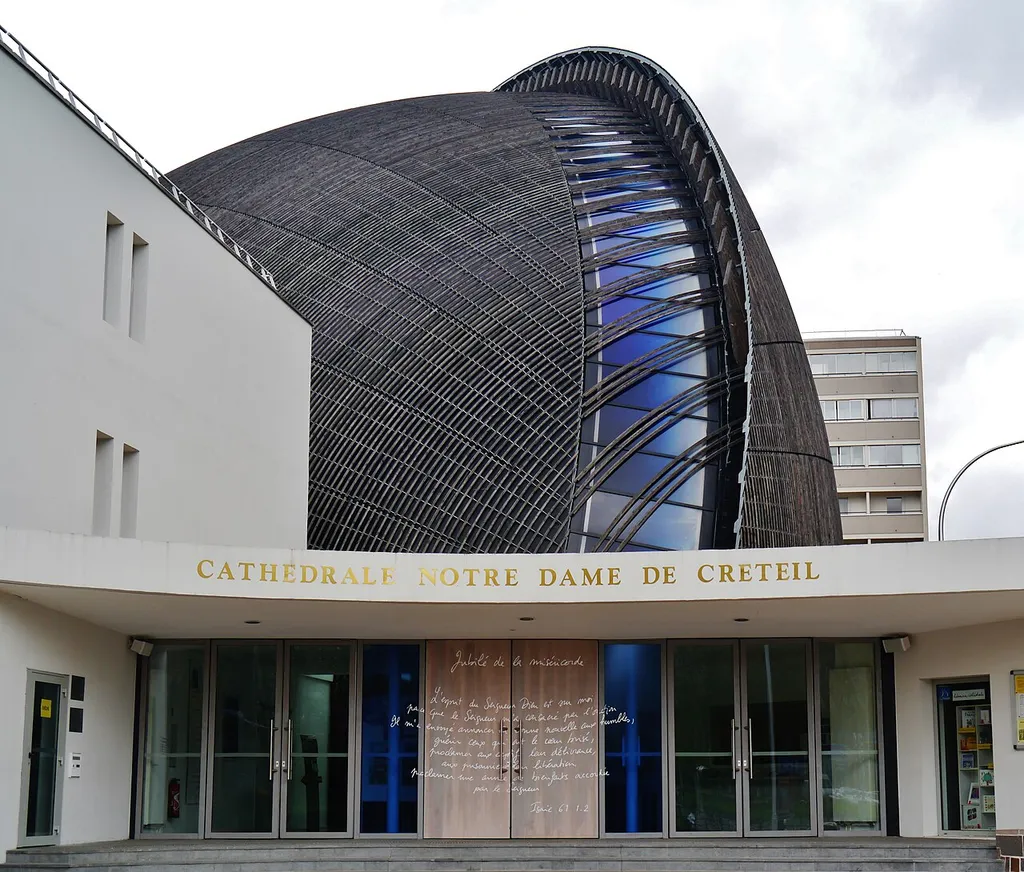 Facade of the Cathedral of Our Lady, Créteil, Departement of Val-de-Marne, Region of Île-de-France, France