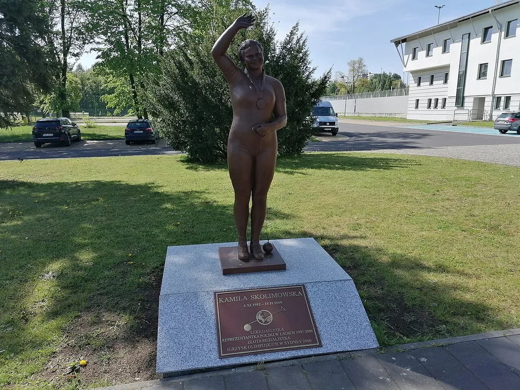 Monument to Kamila Skolimowska at the Silesian Stadium, Chorzów, Poland.