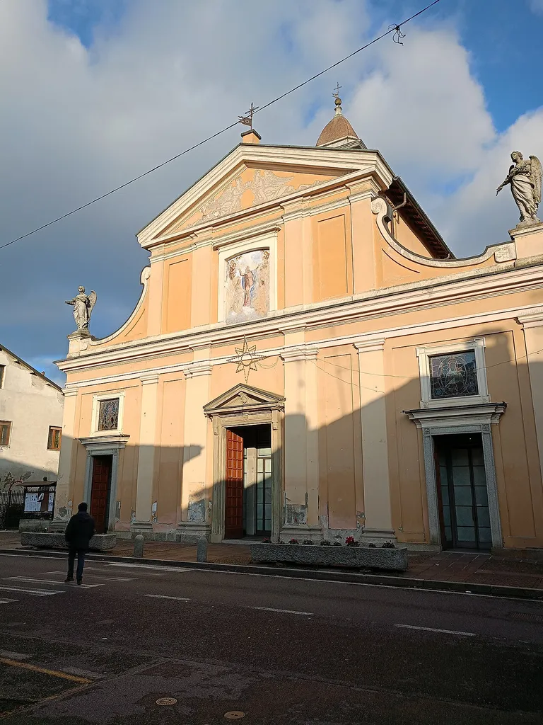 Facade of the church of Santa Maria Assunta, at Lacchiarella (Milan, Italy). Photo by Giovanni Dall'Orto, December 26 2025.
