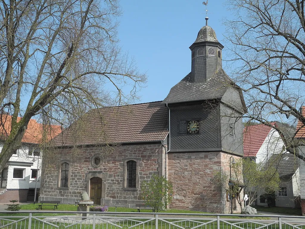 Kirche in Burghofen, bei Waldkappel, Hessen, Deutschland.