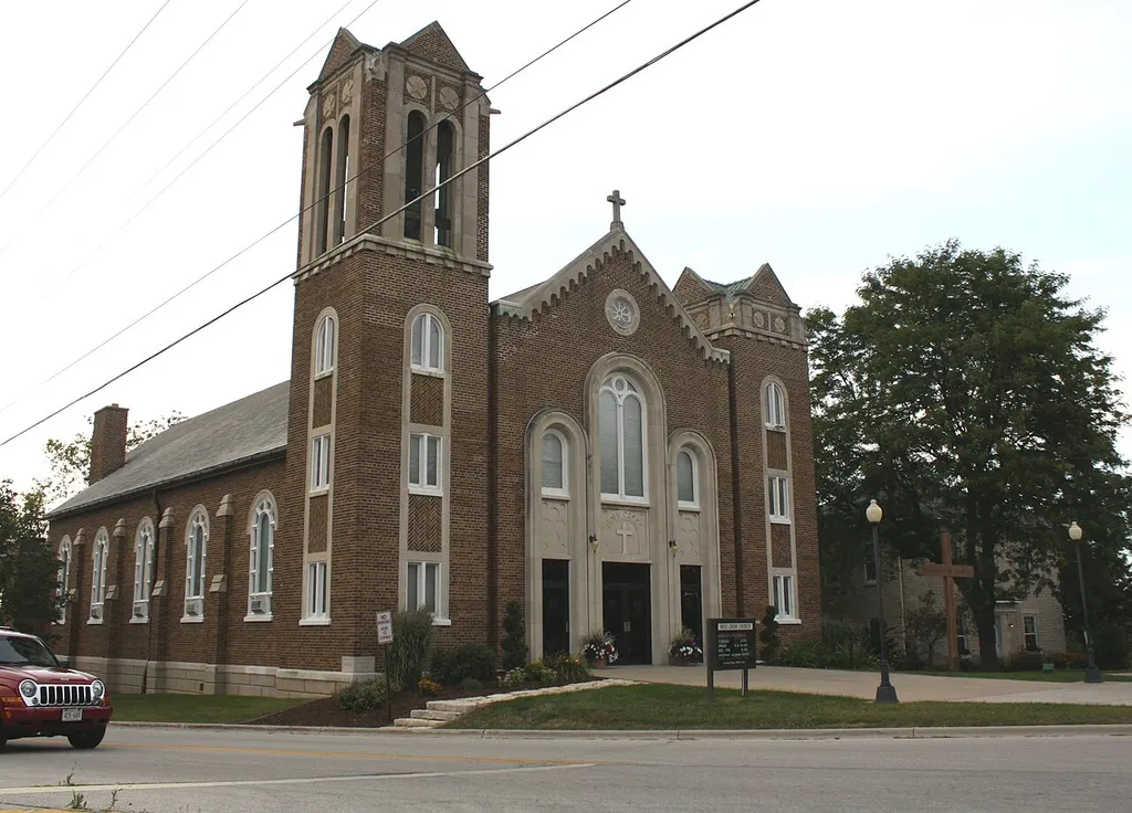 The Holy Cross Church and Convent, a Roman Catholic church in Bay Settlement, Wisconsin. It is listed on the National Register of Historic Places.
