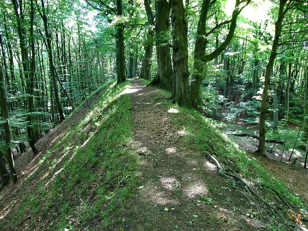 Wall der Herthaburg – einer slawischen Burganlage auf der Halbinsel Jasmund der Insel Rügen
