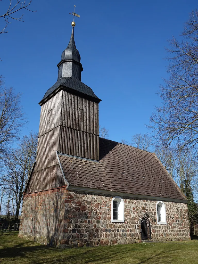 South-western view of the church in Tornow , Göritz municipality, Uckermark district, Brandenburg state, Germany