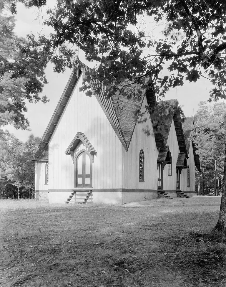 View of the exterior of Briery Church, Prince Edward County, Virginia, by the American photographer and photojournalist Frances Benjamin Johnston. Dated circa 1930-1939. The 8 x 10 black-and-white photographic negative forms part of the Johnston archives at the Library of Congress, to whom the photographer donated her archives in perpetuity, hence there are no restrictions on publication, as per the Library website. Image courtesy of the Prints and Photographs Division, Library of Congress, Washington, D.C.