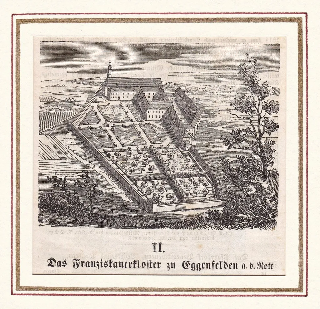 Holzschnitt - Eggenfelden - Franziskanerkloster - um 1870