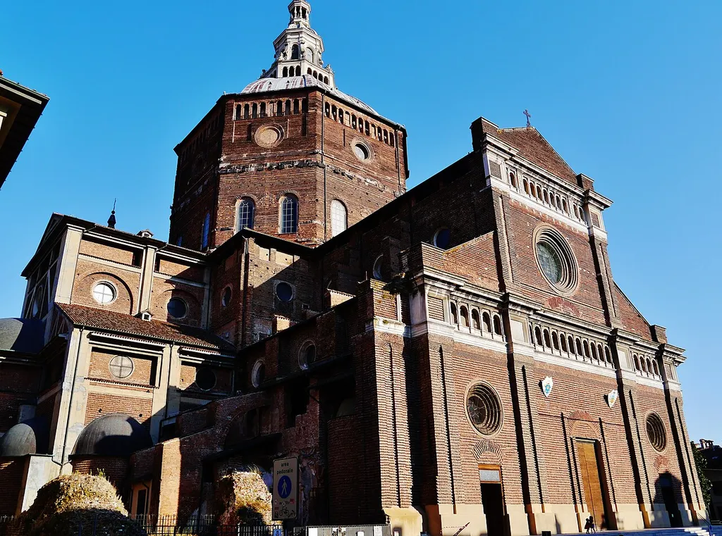 Facade of the Cathedral of St. Mary Assumption &amp; St. Stephen, Pavia, Province of Pavia, Region of Lombardy, Italy