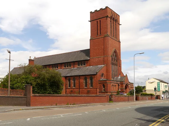 Sacred Heart Roman Catholic Church, Liverpool Road, Warrington, Cheshire, seen from the southwest