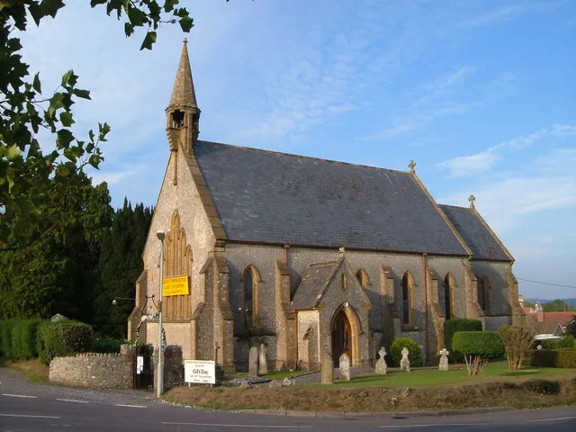 Church of St John, Tatworth, Somerset. The church dates from 1851. At the western edge of the village, very close to the A358.