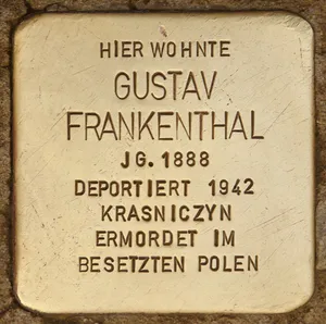 Stolperstein dedicated to Gustav Frankenthal