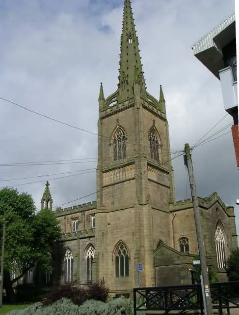 St Peter's Arts centre, St Peter's Square, Preston, Lancashire, England. Built in 1825 as St Peter's parish church. The tower and spire were added in 1852.
