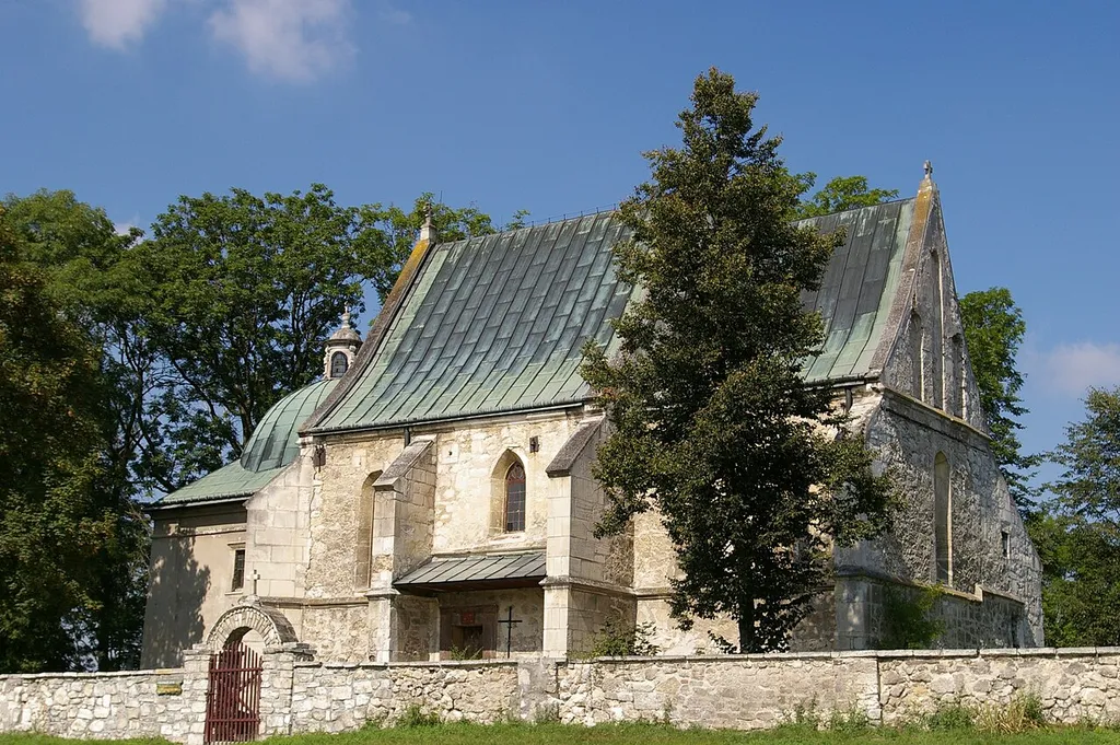 Gothic church in Gorysławice, Poland