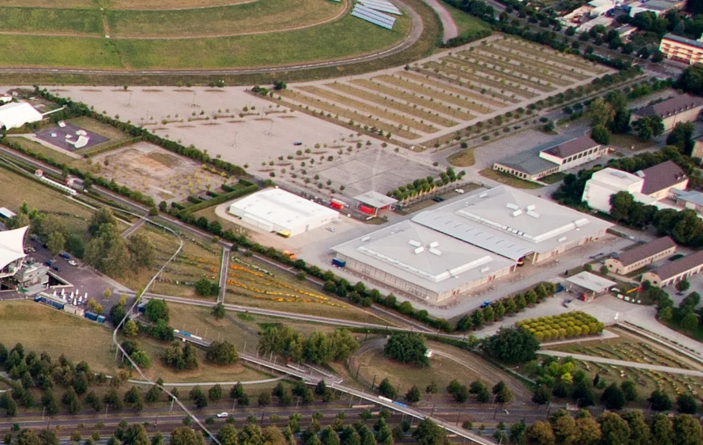 Messehallen in Magdeburg, Luftansicht