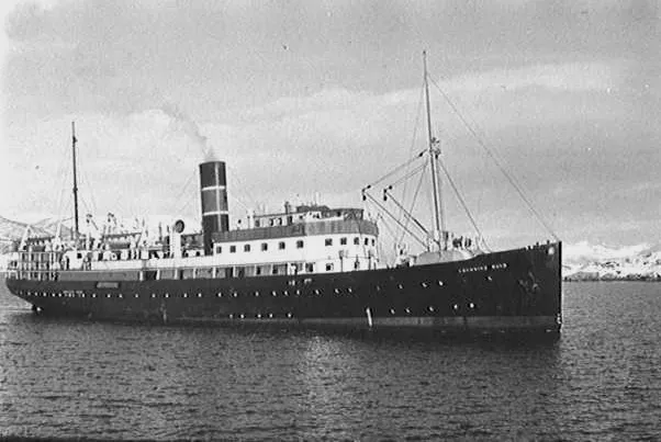 Norwegian coastal express ship (Hurtigruten) DS Dronning Maud built in 1925.