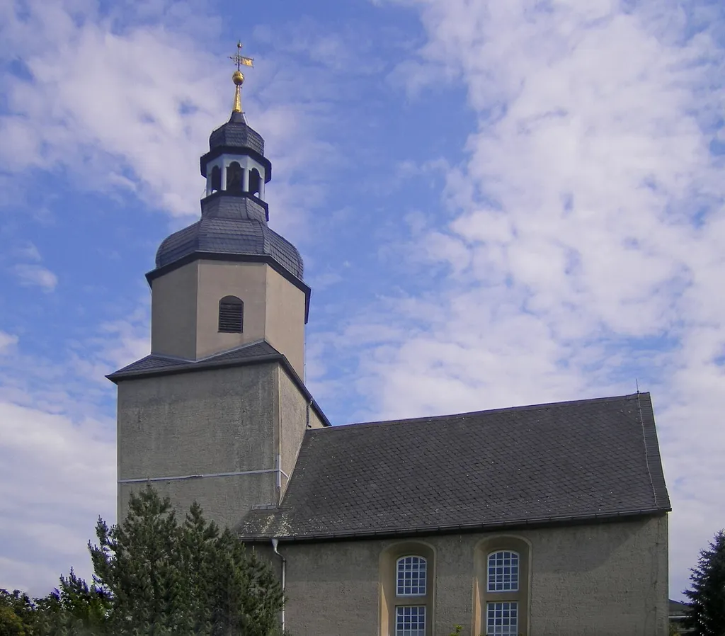 This picture shows the church of the village vollmershain near Schmölln/Thuringia in Germany.