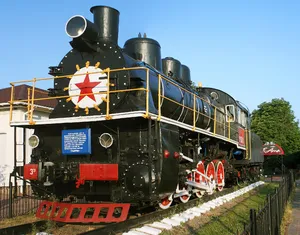 Steam locomotive monument at Znamianka-Pasazhyrska Railway Station