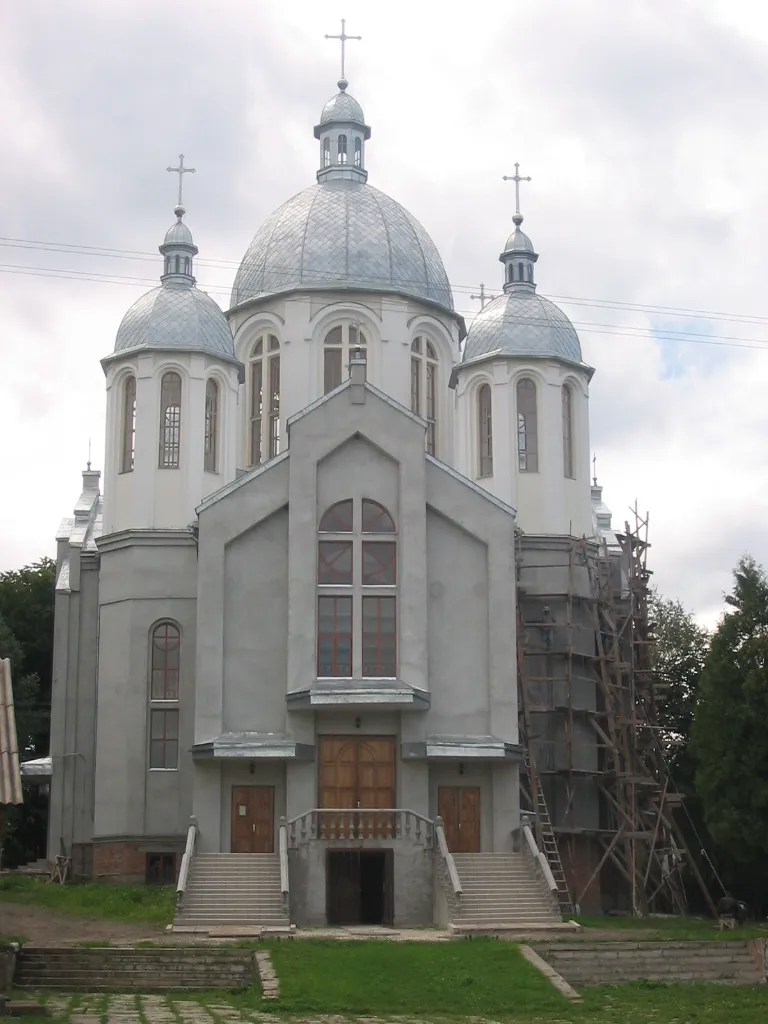Newly built Ukrainian eastern church in Pidhaytsi, western Ukraine