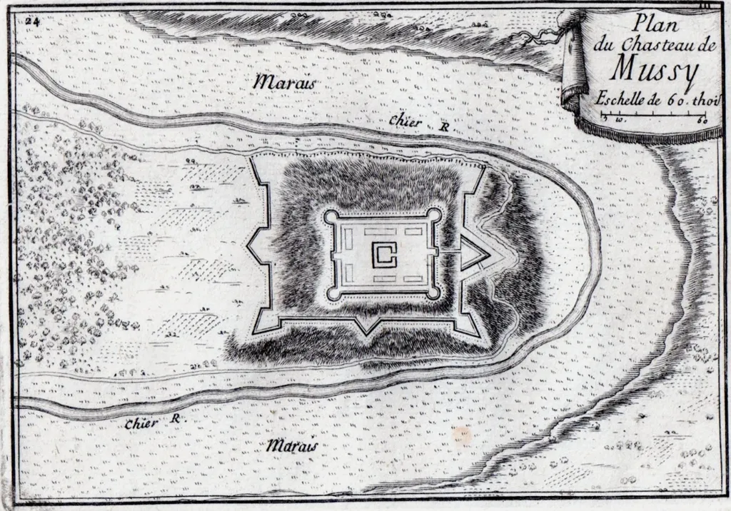 Gravure du château de Mussy (Longuyon) vers 1667