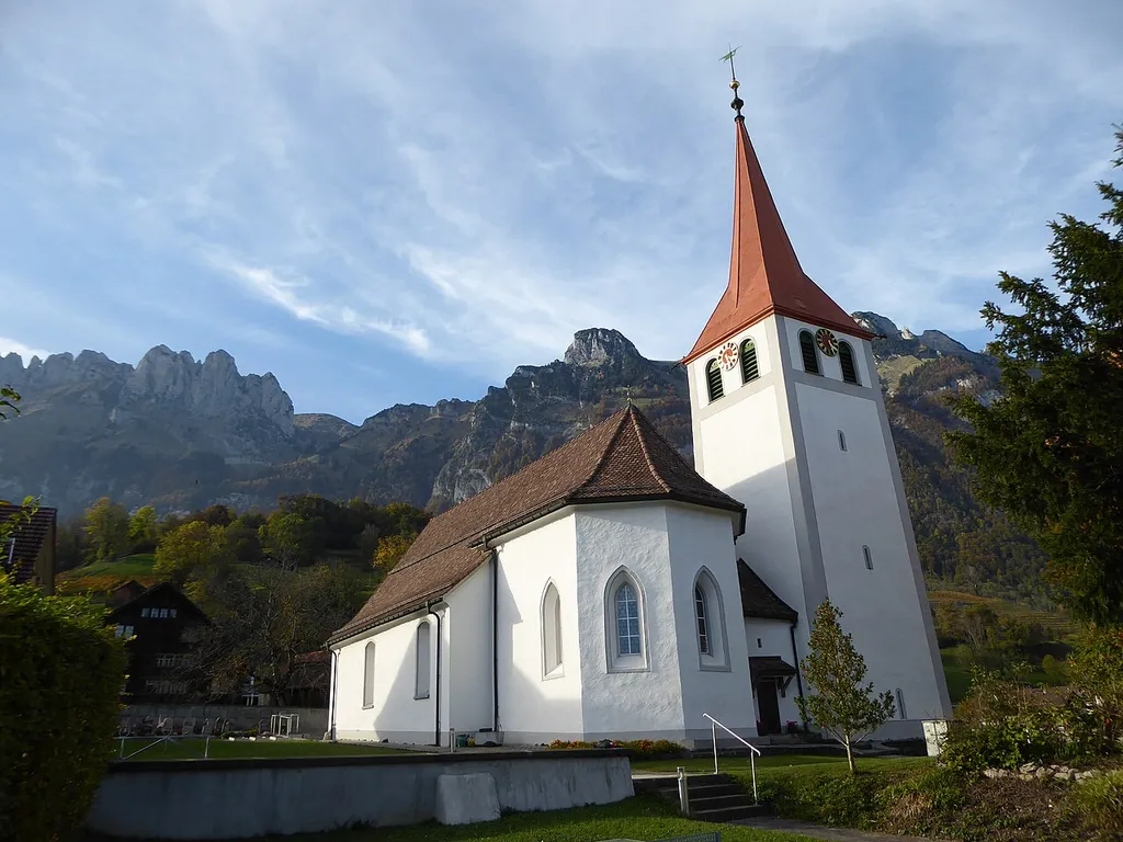 Kirche Sax, im Hintergrund Alpstein